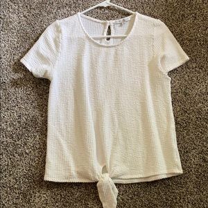 White Short Sleeve Top with tie